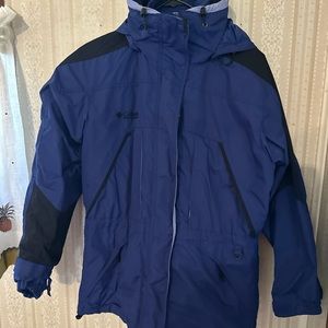 Columbia Interchange Jacket Womens Small Blue 3 In One Coat Waterproof Fleece